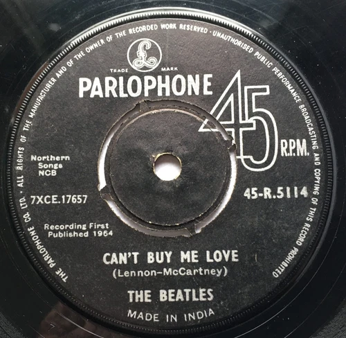 THE BEATLES "CAN'T BUY ME LOVE" 45-R.5114 PRESSED IN INDIA 1964 CLEAN COPY