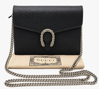 Auth Gucci Dionysus Black Leather 401231 chain Crossbody Bag WDust bag ＭＲ 0599