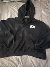 Jordan Brand Cropped Hoodie Women  s Size XL Black - Preloved Excellent Condition