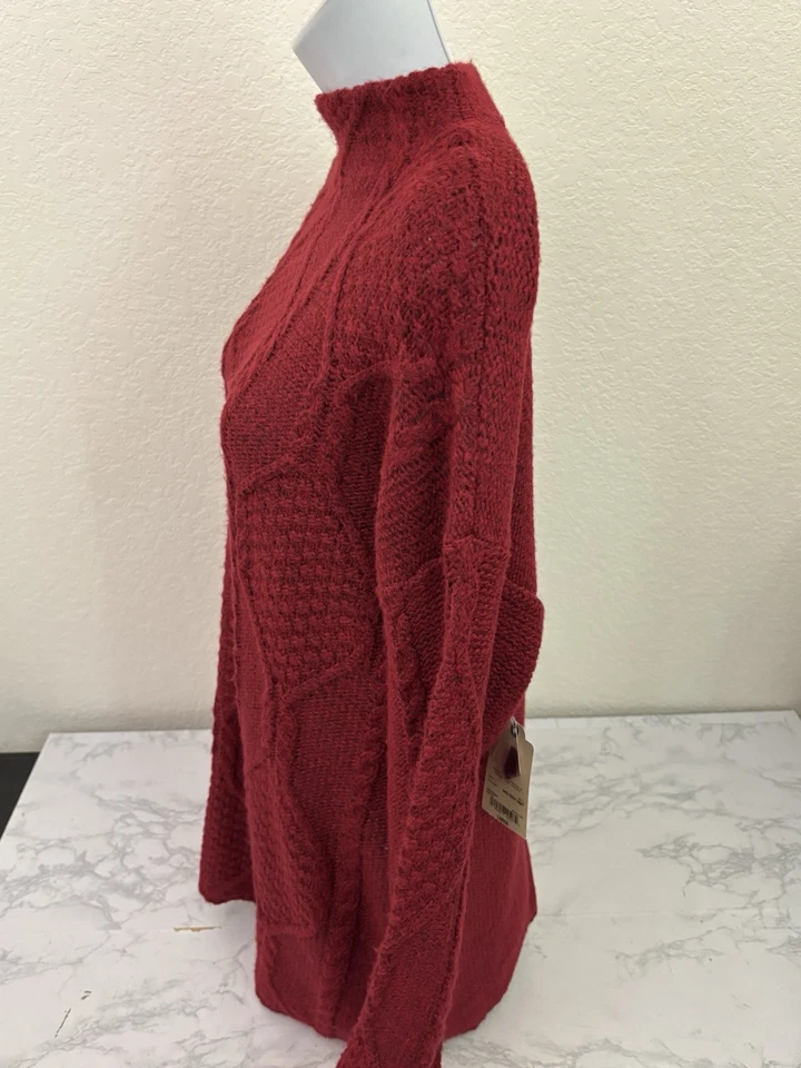 Suéter feminino St John's Bay malha cabo L vermelho gola alta pulôver novo com etiquetas F2 - Imagem 2 de 4
