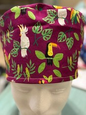 Jungle paradise reversible Adult Skull/Chemo Surgical Scrub Hat/Cap Handmade