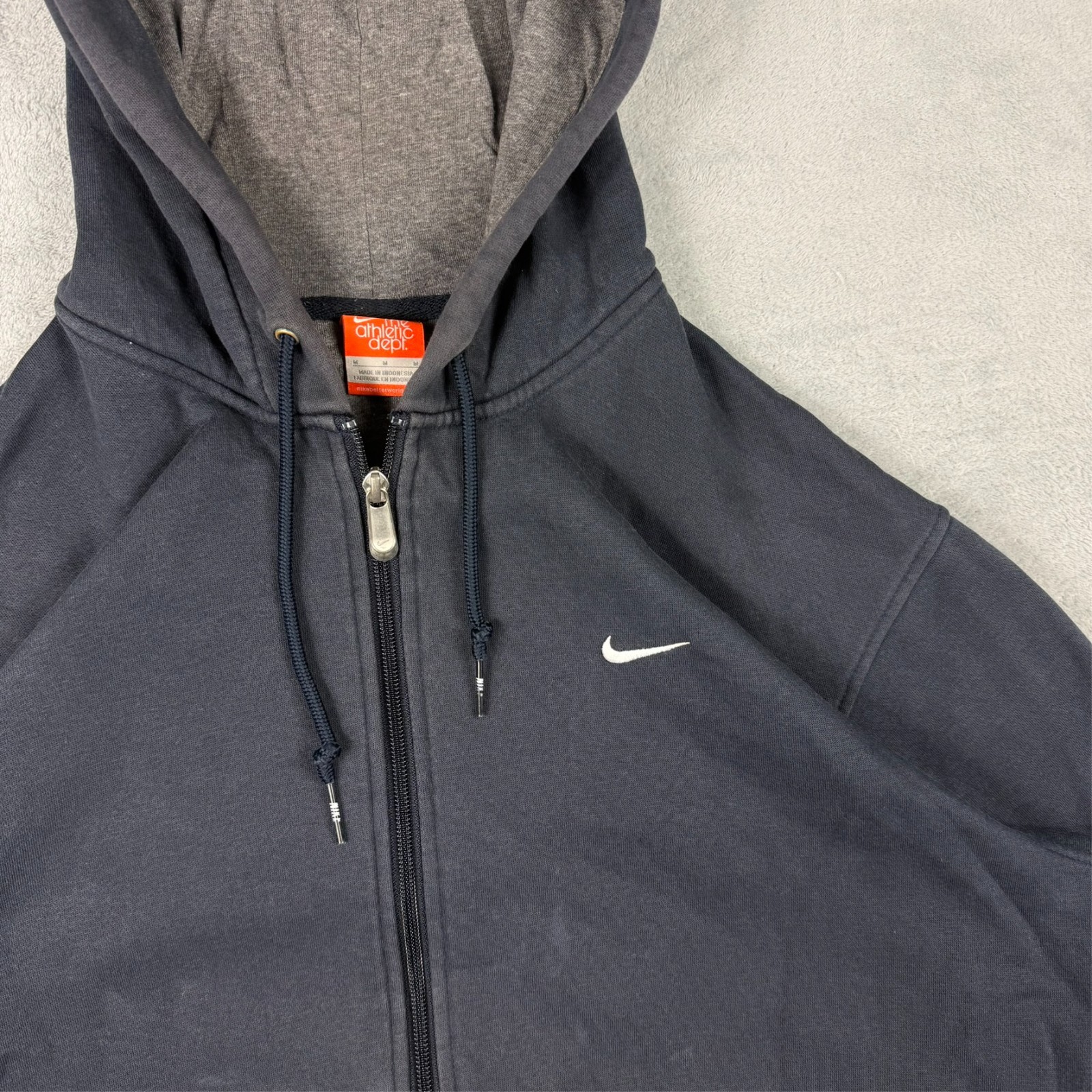 VTG Nike 2000s Y2K Athletic Dept Navy Mini Swoosh Oversized Sz M Full Zip Hoodie image 4