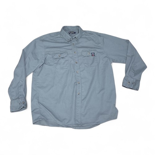 Tyndale FR Button Up Workwear Shirt Gray Mens Size XXL Arc Rated Long Sleeve EUC