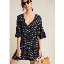 Faithfull The Brand x Anthropologie Womens S Mini Dress Black Floral Size 4