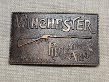 1970s vintage WINCHESTER belt buckle COPPER brass bronze WESTERN gun rifle