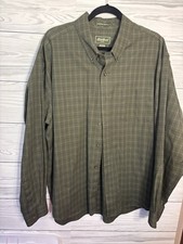 Eddie Bauer Men's Shirt Long Sleeve, Green Plaid, Wrinkle Resistant, Size XXL