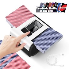 2 Decks Quiet  Rechargeable Card Shuffler, 2000 MAh Rapid Shuffling Automati...