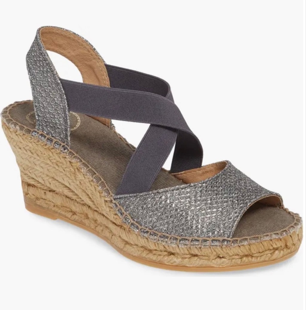 Nueva sandalia alpargata de cuña Toni Pons Sol en plata y azul grisáceo 38/8