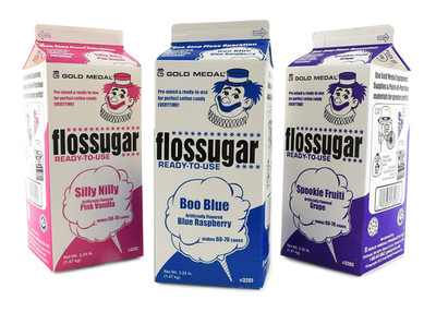 Cotton Candy Floss Sugar 3 Pack Blue Raspberry Pink Vanilla Grape 1/2 Gallon