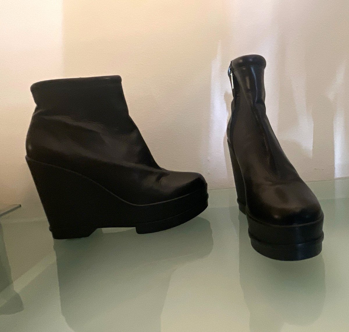 Robert Clergerie Sarta Leather Platform Wedge Ankle Boots New! Sz. 38 1/2