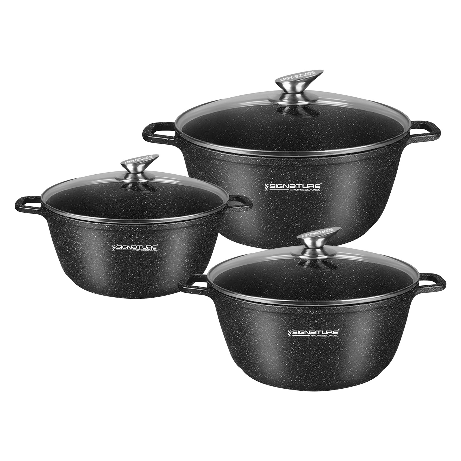 Marmites antiadhésives effet marbre 36-40-44cm faitout grand diamètre