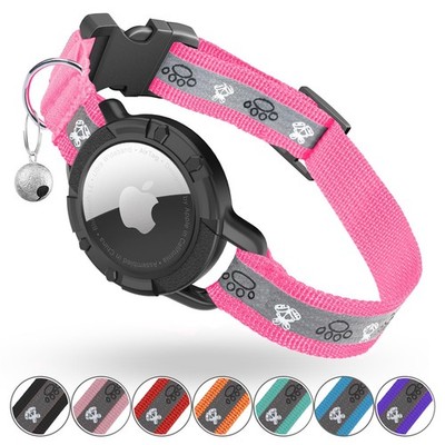 Reflective AirTag Cat Collar, Integrated Tracker XS(7''-9''), Hot Pink 