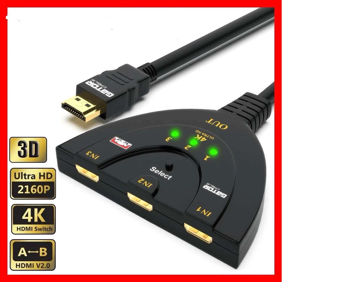 4K HDMI 2.0 Cable Auto Switch Switcher Splitter Adapter 3 In to 1 Out Devices US