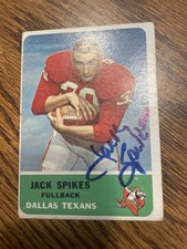 JACK SPIKES 1962 FLEER SIGNED AUTOGRAPHED CARD #23 DALLAS TEXANS