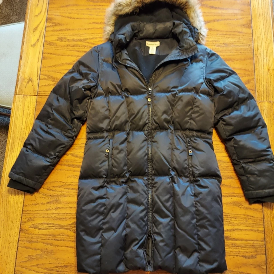 Abrigo chaqueta de plumón de ganso para mujer Gander Mountain talla pequeña capucha negra Foto 2 de 4