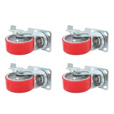 4 Pcs Heavy Duty 5" Caster Wheels With Side Brakes Polyurethane 3200 Lbs 5" × 2"