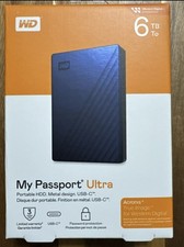 New WD 6TB My Passport Ultra Portable Windows +Mac HDD-WDBEJA0060BBL-WESN NO BOX