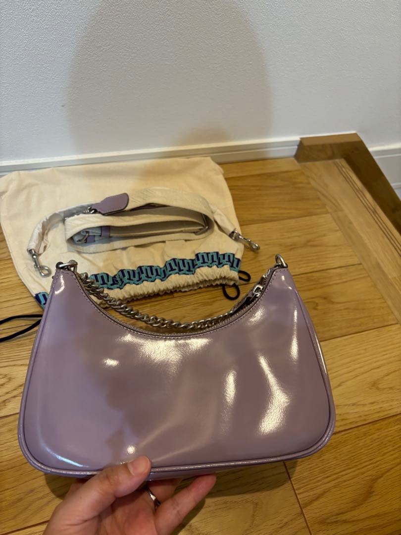 Tory Burch Mercer Patent Small Crescent Bag in Purple Leather Women's From Japan thumbnail 4