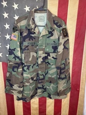 Medium Long US Army BDU Top Mens Green Woodland Camo Military Top Twill B605