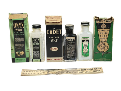 #ad #ad Lot 3 Vintage Shoe Care Bottles w Boxes Onyx White Ace Whittemore#x27;s Cadet Dye $39.95