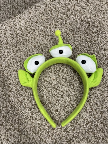 1PCS Green Toy Story Alien Headband Stretchy Plushy Three-eyed Cute, EUC