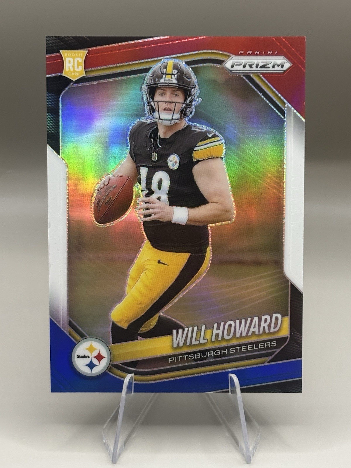 2025 Will Howard Panini Prizm Red White Blue Prizm Rookie Steelers #367  RC