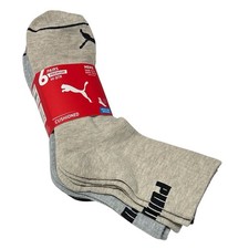 Puma Men's Premium 6-Pair High Quarter Socks Large 8-12  Beige/Gray