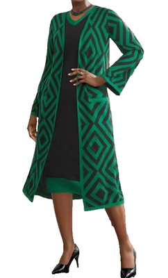 plus size 3X Green Black Church Wedding Party Aleesha Sweater Jacket Dress  Ashro | eBay