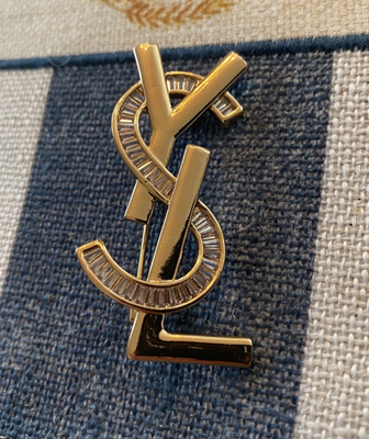 Gorgeous Shiny YSL Gold Tone Brooch Pin Stamped | eBay