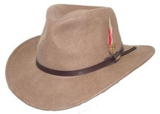 Scala Classico Men's Crushable Felt Outback Hat Tan, Large Large, Tan
