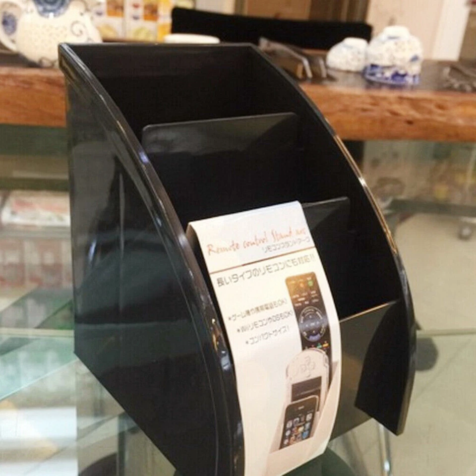 TV Remote Control Holder Organizer Wood Stand Tabletop Box Storage Container - Image 3 of 4