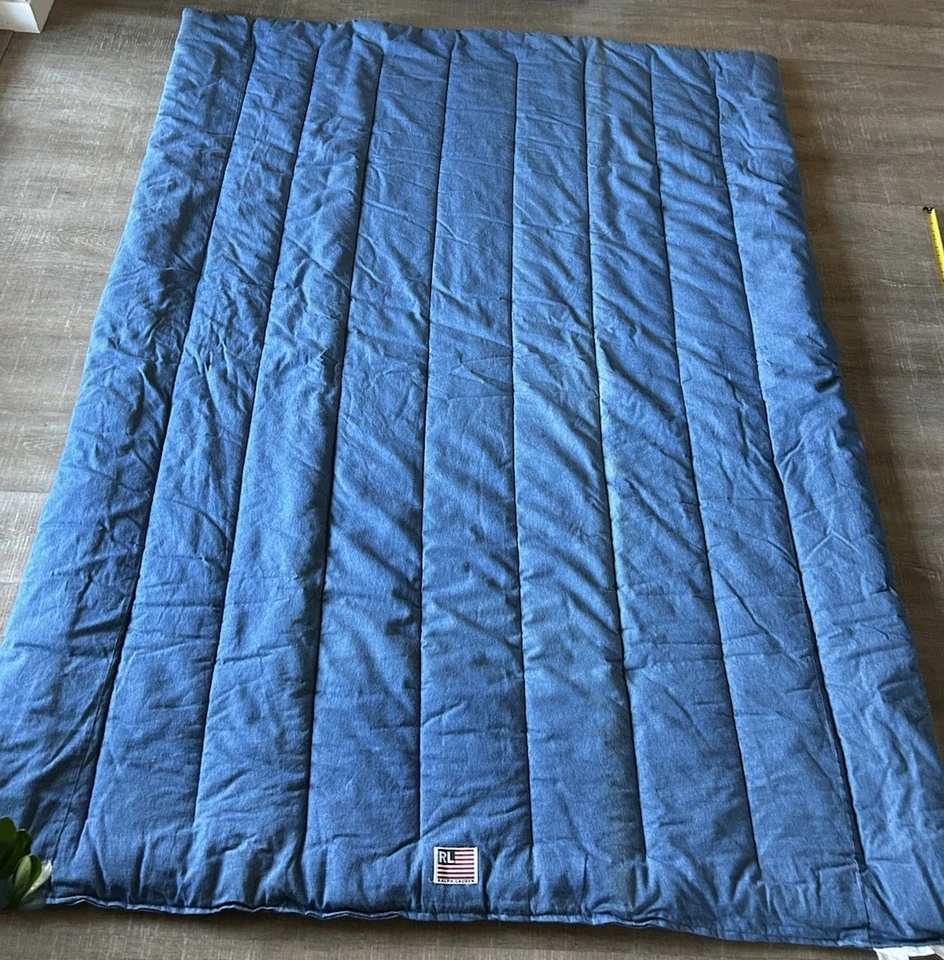 VTG Ralph Lauren TWIN Windward Flag Denim COMFORTER Jean Medium Wash 84x64 USA - Image 2 of 4