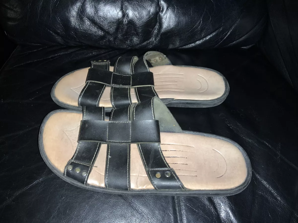 Bata Sandal Shoe Black Leather Size Uk 9