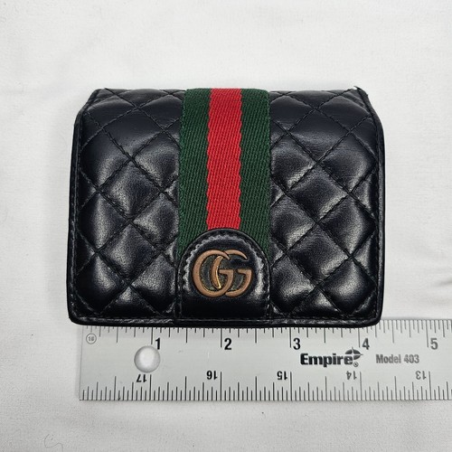 Gucci GG Logotipo Jerez Marmont Piel de Becerro Negro Revestimiento Floral 536453 525040 Acolchado - Imagen 7 de 8