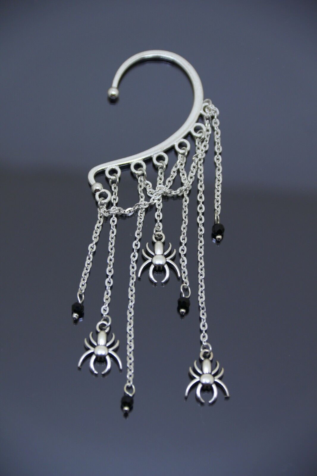 Spider Ear Cuff Silver Witchy Earrings No Piercing Gothic Dangling