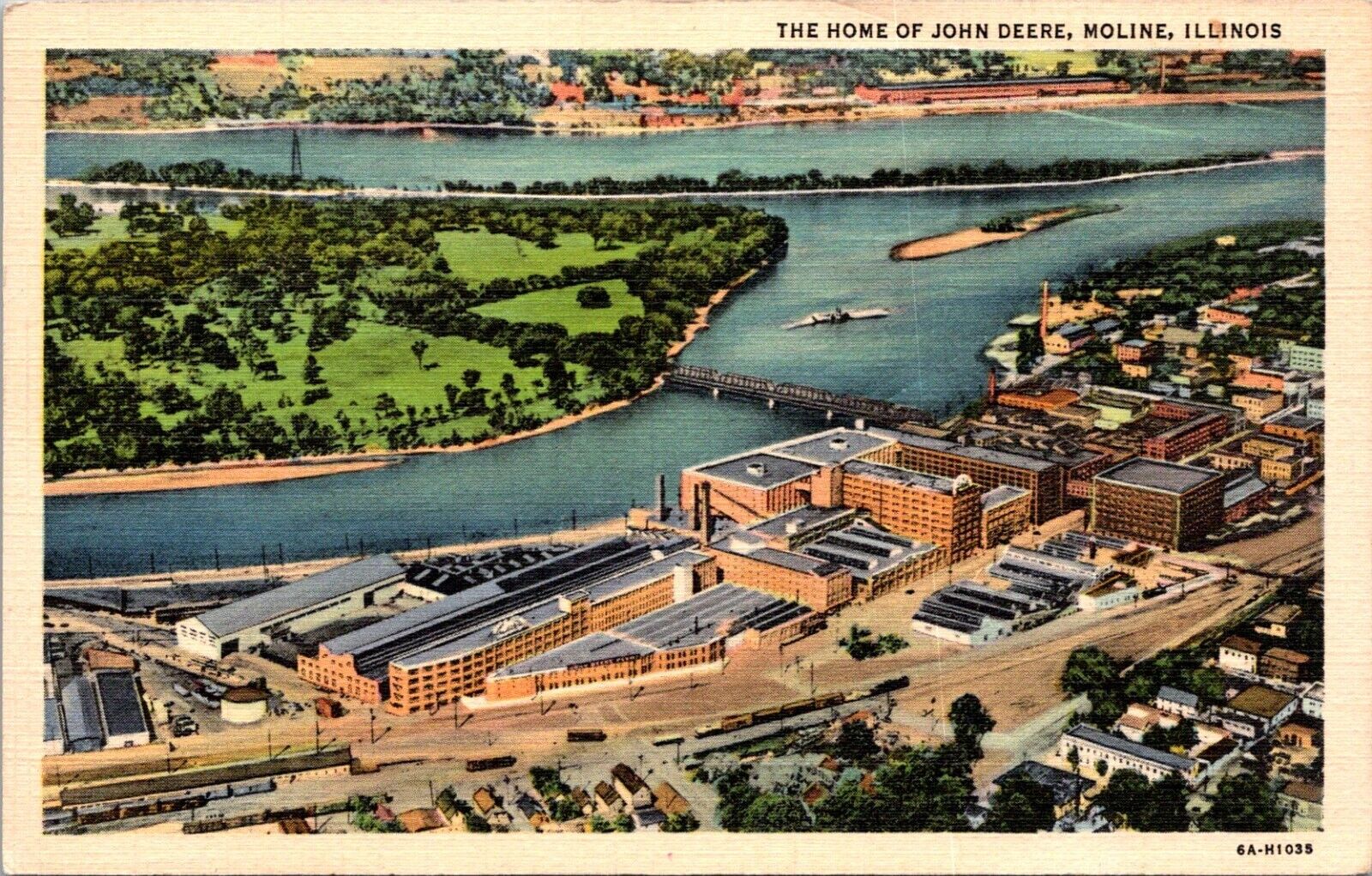 Home of John Deere Moline Illinois Linen Postcard