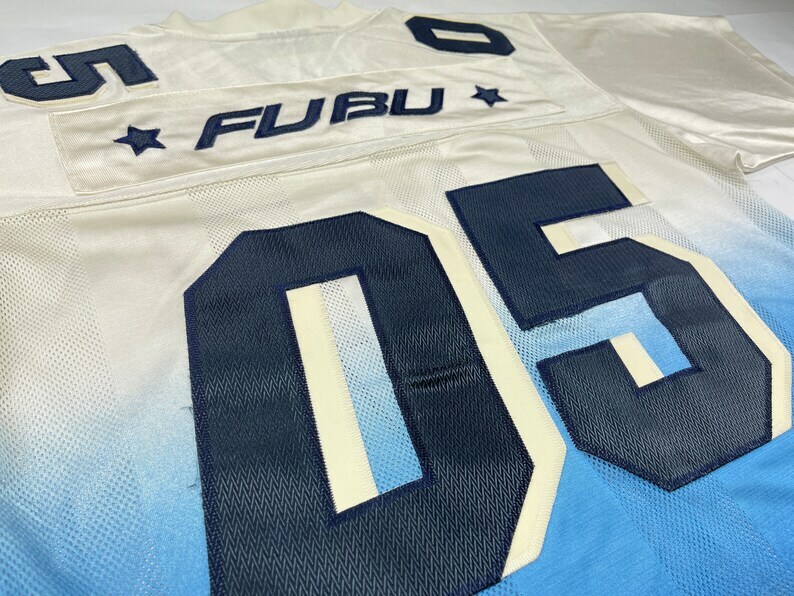 FUBU jersey, blue, Fubu 05, vintage hip hop t-shirt, 90s hip FUBU jersey, blue, Fubu 05, vintage hip hop t-shirt, 90s hip