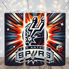 San Antonio Spurs Inspired 20 oz Stainless Steel Tumbler Handmade