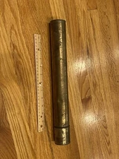 VINTAGE METAL DOCUMENT HOLDER - NAUTICAL MAP HOLDER BRASS/COPPER  15 INCHES LONG