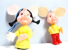 Vintage 1960s Topo Gigio 2 Toy Mouse Cartoon Character Retro Italian Girl Charm