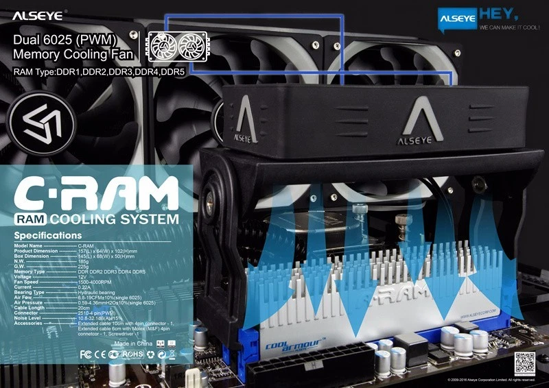 1x 60mm PWM 5V ARGB RAM Cooler Cooling Fan Ram Memory Cooler with Dual - Image 4 of 4