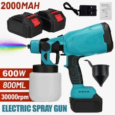 High Pressure Cordless Paint Sprayer Electric Airless HVLP Spray Gun w/2Battery