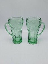Libbey Glass Company "Coca Cola-Green" 6 3/8 Inch Handled Glass-Set of 2