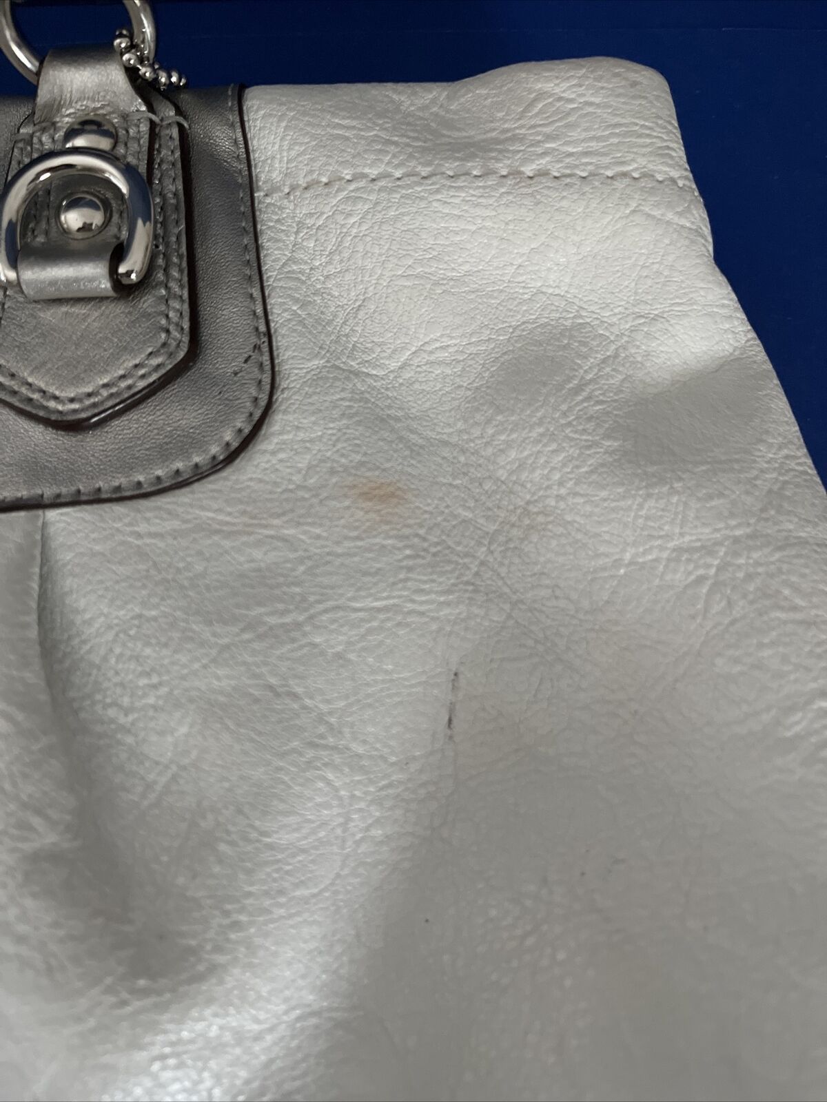 COACH ASHLEY White Silver Leather Handbag Purse P… - image 8