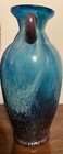 Dale Tiffany Vase Hand Blown Art Glass Teal blue and Gold  — photo 4