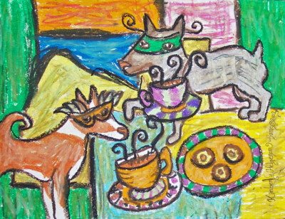 Basenji Masquerade Party Pop Art Print 8x10 Dog Collectible Signed by Artist KHS