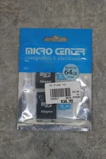 Micro Center Micro SD U3 V30 A1 64GB Card - 2 Pack