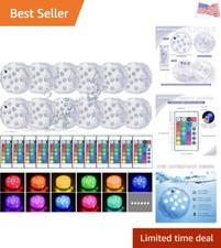 12 Pack Submersible Led Lights with Remote Waterproof Pool Underwater Led Lig...