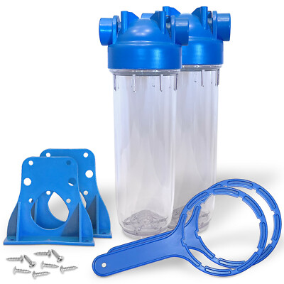 2 European Design Transparent Standard 10 inch Water Filter Housing, 3/4  Port