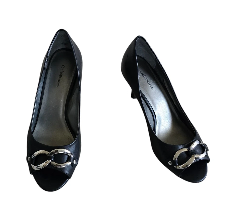 Zapatos de vestir Croft Barrow Christy de cuero negro sin cordones para mujer talla 8M de EE. UU. Foto 3 de 4